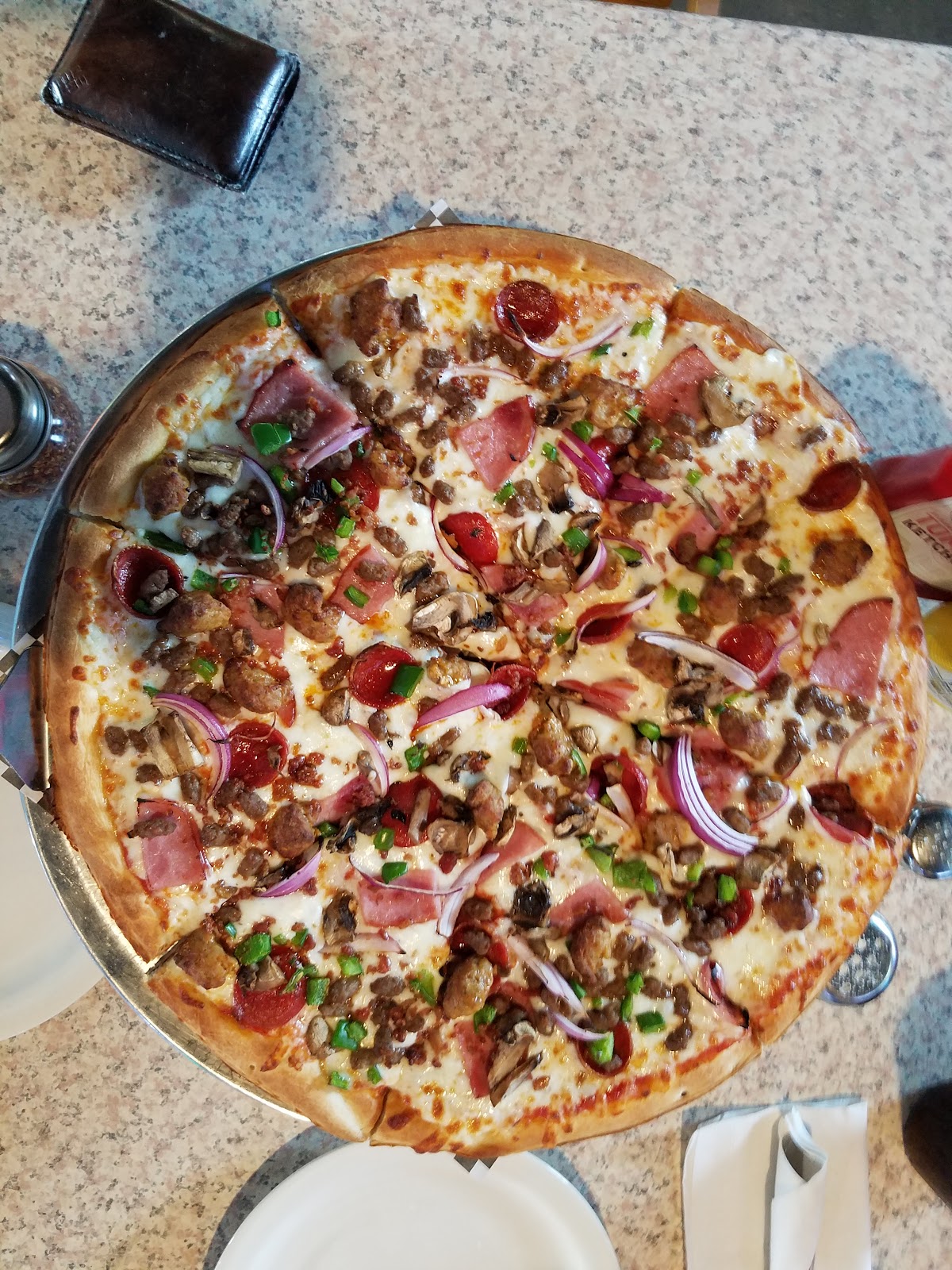 House pizza fresh from the oven